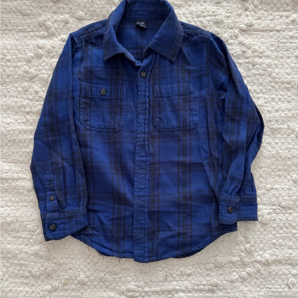 Gap Kids Blue Plaid Flannel Shirt